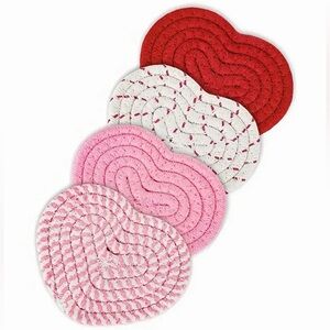 4 pc Heart Shaped Hand Woven Coasters